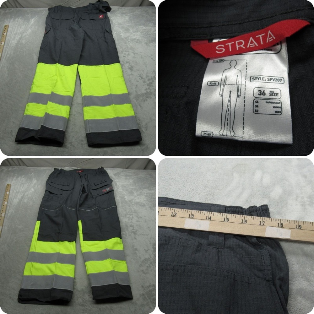Strata Pants Men 35x31 Gray Water Flame Resistant Reflective Hi Vis Ripstop NWOT